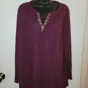 Cute size 3x Style & co burgundy boho top
